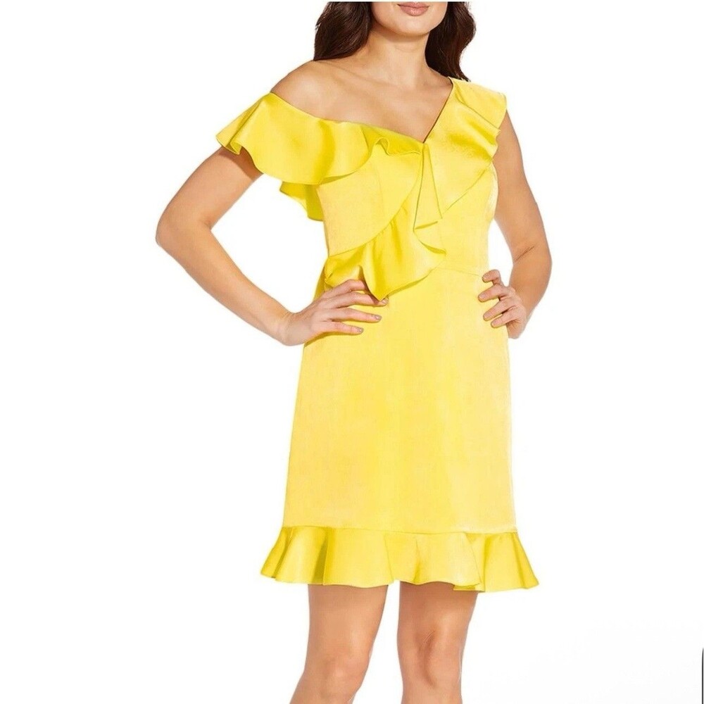 Aiden Mattox Women’s Yellow Satin Cocktail Dress Size 6 NWT